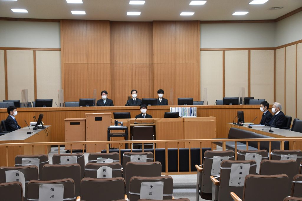 神戸山口組幹部射殺事件（2019年11月発生）判決公判を前に＜神戸地裁法廷　※代表撮影 2021年2月19日＞